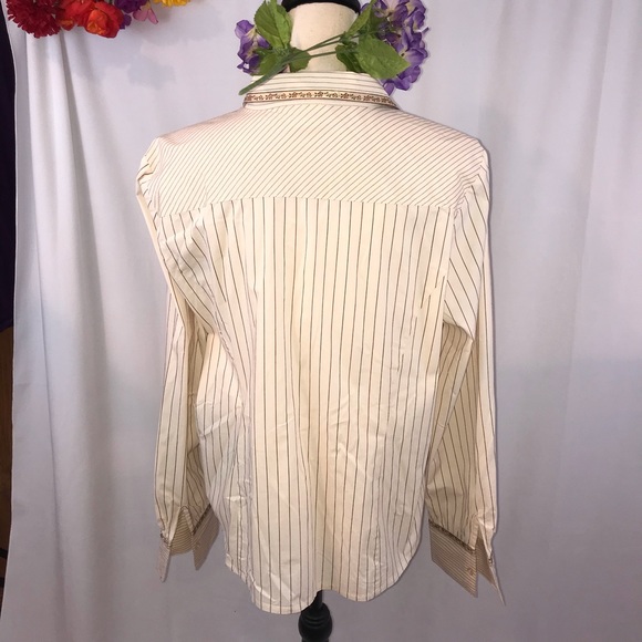 Epic 🙌 Vintage funky wide collar cottagecore floral stripe blouse - Picture 9 of 9